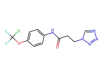 N-[4-[chloro(difluoro)methoxy]phenyl]-3-(tetrazol-1-yl)propanamide structure