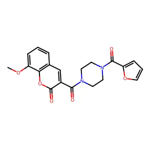 3-[4-(furan-2-carbonyl)piperazine-1-carbonyl]-8-methoxy-2H-chromen-2-one structure
