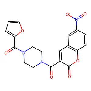 3-[4-(furan-2-carbonyl)piperazine-1-carbonyl]-6-nitro-2H-chromen-2-one structure