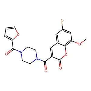 6-bromo-3-[4-(furan-2-carbonyl)piperazine-1-carbonyl]-8-methoxy-2H-chromen-2-one structure
