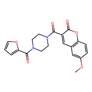 3-[4-(furan-2-carbonyl)piperazine-1-carbonyl]-6-methoxy-2H-chromen-2-one structure