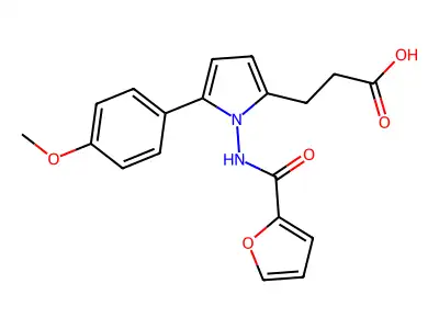 3-[1-(2-Furylcarbonylamino)-5-(4-methoxyphenyl)pyrrol-2-yl]propanoic acid structure