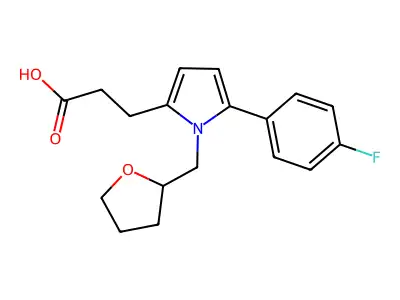3-[5-(4-Fluorophenyl)-1-(2-oxolanylmethyl)-2-pyrrolyl]propanoic acid structure