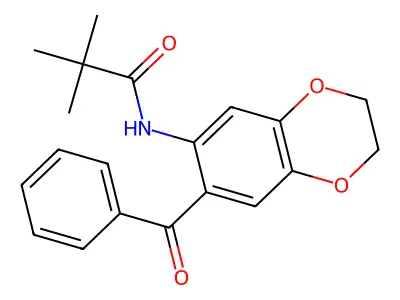 N-(7-benzoyl-2,3-dihydro-1,4-benzodioxin-6-yl)-2,2-dimethylpropanamide structure