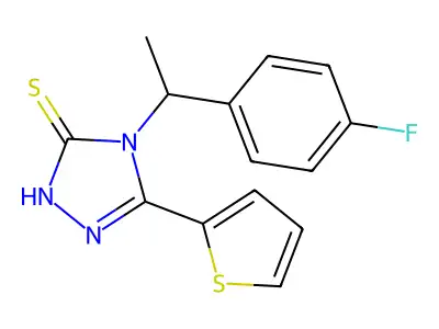 4-[1-(4-fluorophenyl)ethyl]-3-thiophen-2-yl-1H-1,2,4-triazole-5-thione structure