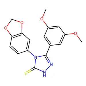 4-(1,3-benzodioxol-5-yl)-3-(3,5-dimethoxyphenyl)-1H-1,2,4-triazole-5-thione structure