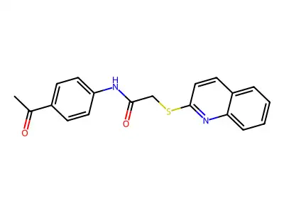 N-(4-acetylphenyl)-2-quinolin-2-ylsulfanylacetamide structure