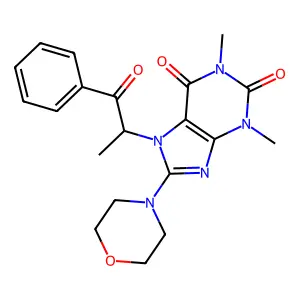 1,3-Dimethyl-8-morpholin-4-yl-7-(1-oxo-1-phenylpropan-2-yl)purine-2,6-dione structure