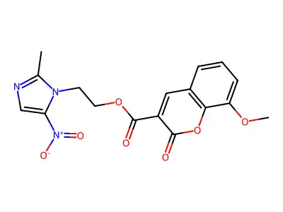 2-(2-methyl-5-nitro-1H-imidazol-1-yl)ethyl 8-methoxy-2-oxo-2H-chromene-3-carboxylate structure