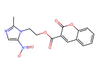 2-(2-methyl-5-nitro-1H-imidazol-1-yl)ethyl 2-oxo-2H-chromene-3-carboxylate structure
