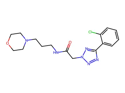 2-[5-(2-chlorophenyl)tetrazol-2-yl]-N-(3-morpholin-4-ylpropyl)acetamide structure