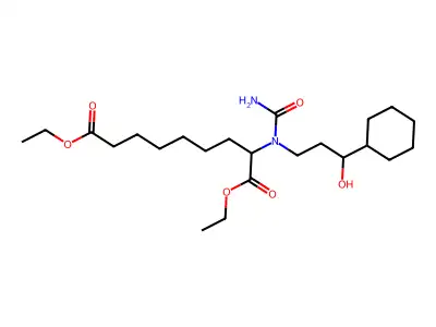 Diethyl 2-((aminocarbonyl)(3-cyclohexyl-3-hydroxypropyl)amino)nonanedioate structure