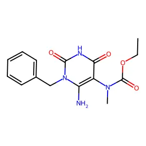 ethyl N-(6-amino-1-benzyl-2,4-dioxopyrimidin-5-yl)-N-methylcarbamate structure