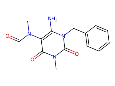 N-(6-amino-1-benzyl-3-methyl-2,4-dioxopyrimidin-5-yl)-N-methylformamide structure