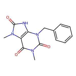 7,9-Dihydro-1,7-dimethyl-3-(phenylmethyl)-1H-purine-2,6,8(3H)-trione structure