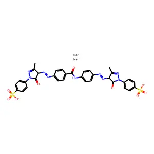 Benzenesulfonic acid, 4-(4-((4-((4-((4,5-dihydro-3-methyl-5-oxo-1-(4-sulfophenyl)-1H-pyrazol-4-yl)azo)benzoyl)amino)phenyl)azo)-4,5-dihydro-3-methyl-5-oxo-1H-pyrazol-1-yl)-, disodium salt structure