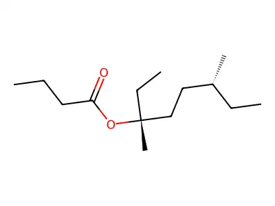 Butanoic acid, 1-ethyl-1,4-dimethylhexyl ester structure