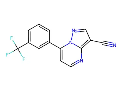 7-[3-(Trifluoromethyl)phenyl]pyrazolo[1,5-a]pyrimidine-3-carbonitrile structure
