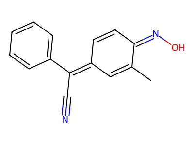 (4-Hydroxyimino-3-methyl-cyclohexa-2,5-dienylidene)-phenylacetonitrile structure