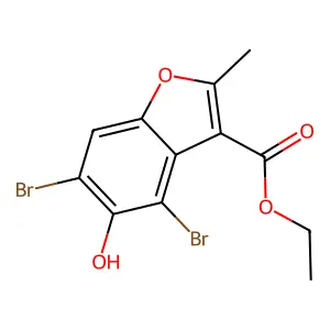 Ethyl 4,6-dibromo-5-hydroxy-2-methyl-1-benzofuran-3-carboxylate structure
