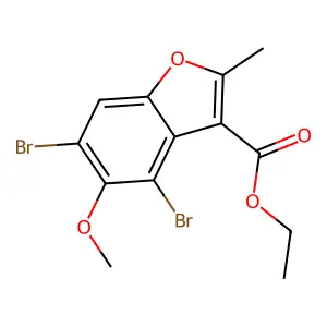 Ethyl 4,6-dibromo-5-methoxy-2-methyl-1-benzofuran-3-carboxylate structure