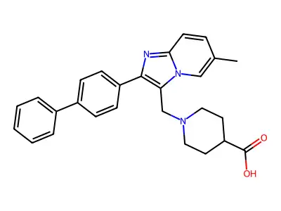 1-(2-biphenyl-4-yl-6-methylimidazo[1,2-a]pyridin-3-ylmethyl)piperidine-4-carboxylic acid structure