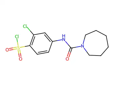 4-(Azepane-1-carboxamido)-2-chlorobenzene-1-sulfonyl chloride structure