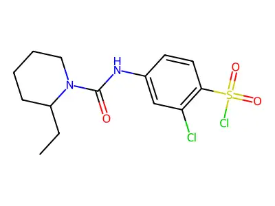 2-Chloro-4-(2-ethylpiperidine-1-carboxamido)benzene-1-sulfonyl chloride structure