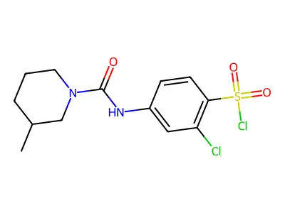 2-Chloro-4-(3-methylpiperidine-1-carboxamido)benzene-1-sulfonyl chloride structure