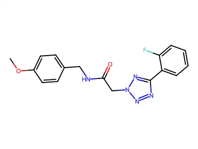 2-[5-(2-fluorophenyl)tetrazol-2-yl]-N-[(4-methoxyphenyl)methyl]acetamide structure