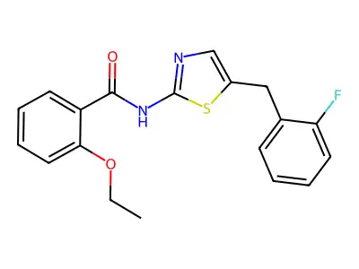 2-ethoxy-N-(5-(2-fluorobenzyl)thiazol-2-yl)benzamide structure