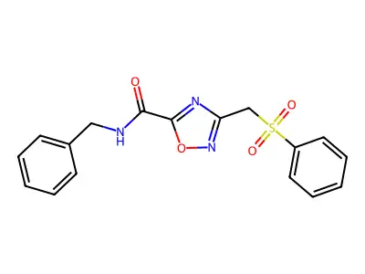 3-(benzenesulfonylmethyl)-N-benzyl-1,2,4-oxadiazole-5-carboxamide structure
