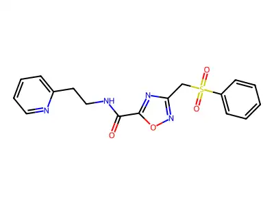 3-(benzenesulfonylmethyl)-N-(2-pyridin-2-ylethyl)-1,2,4-oxadiazole-5-carboxamide structure