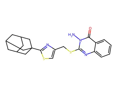 2-[[2-(1-Adamantyl)-1,3-thiazol-4-yl]methylsulfanyl]-3-aminoquinazolin-4-one structure