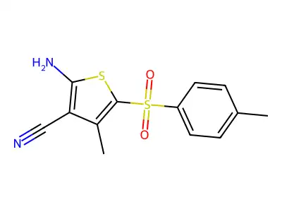 2-Amino-4-methyl-5-(4-methylphenyl)sulfonylthiophene-3-carbonitrile structure