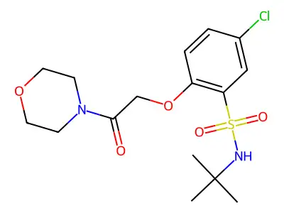 N-tert-butyl-5-chloro-2-(2-morpholin-4-yl-2-oxoethoxy)benzenesulfonamide structure