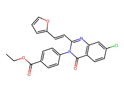 Ethyl 4-(7-chloro-2-(2-(furan-2-yl)vinyl)-4-oxoquinazolin-3(4H)-yl)benzoate structure
