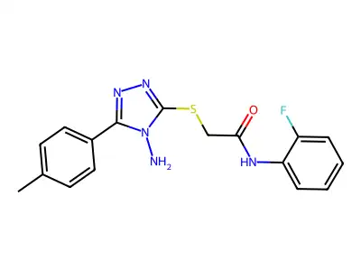2-[4-amino-5-(4-methylphenyl)(1,2,4-triazol-3-ylthio)]-N-(2-fluorophenyl)aceta mide structure