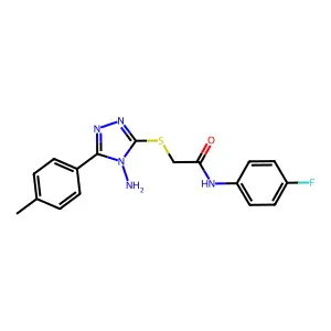 2-[4-amino-5-(4-methylphenyl)(1,2,4-triazol-3-ylthio)]-N-(4-fluorophenyl)aceta mide structure