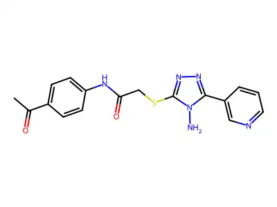 N-(4-acetylphenyl)-2-{[4-amino-5-(pyridin-3-yl)-4H-1,2,4-triazol-3-yl]sulfanyl}acetamide structure