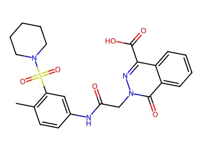 3-[2-(4-methyl-3-piperidin-1-ylsulfonylanilino)-2-oxoethyl]-4-oxophthalazine-1-carboxylic acid structure