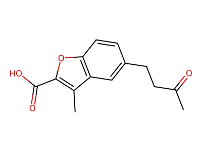 3-Methyl-5-(3-oxobutyl)-1-benzofuran-2-carboxylic acid structure