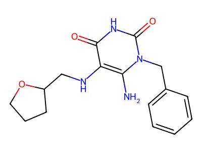 6-Amino-1-benzyl-5-[(tetrahydro-furan-2-ylmethyl)-amino]-1H-pyrimidine-2,4-dione structure