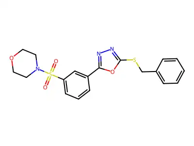 4-{3-[5-(Benzylsulfanyl)-1,3,4-oxadiazol-2-yl]benzenesulfonyl}morpholine structure