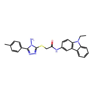 2-{[4-amino-5-(4-methylphenyl)-4H-1,2,4-triazol-3-yl]sulfanyl}-N-(9-ethyl-9H-carbazol-3-yl)acetamide structure