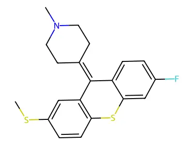 Piperidine, 4-(6-fluoro-2-(methylthio)-9H-thioxanthen-9-ylidene)-1-methyl- structure