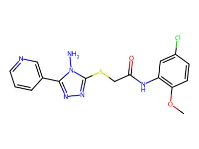 2-{[4-amino-5-(pyridin-3-yl)-4H-1,2,4-triazol-3-yl]sulfanyl}-N-(5-chloro-2-methoxyphenyl)acetamide structure