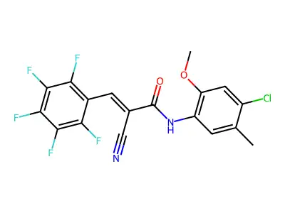 (E)-N-(4-chloro-2-methoxy-5-methylphenyl)-2-cyano-3-(2,3,4,5,6-pentafluorophenyl)prop-2-enamide structure
