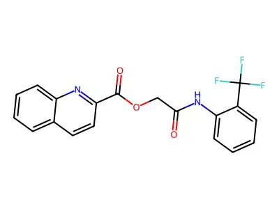 {[2-(Trifluoromethyl)phenyl]carbamoyl}methyl quinoline-2-carboxylate structure