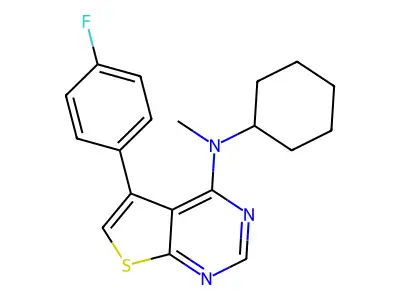 N-cyclohexyl-5-(4-fluorophenyl)-N-methylthieno[2,3-d]pyrimidin-4-amine structure